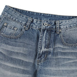 Vintage Washed Crease Effect Wide Leg Baggy Denim Jeans