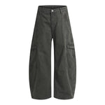 Pantalones de algodón con pierna ancha y color liso