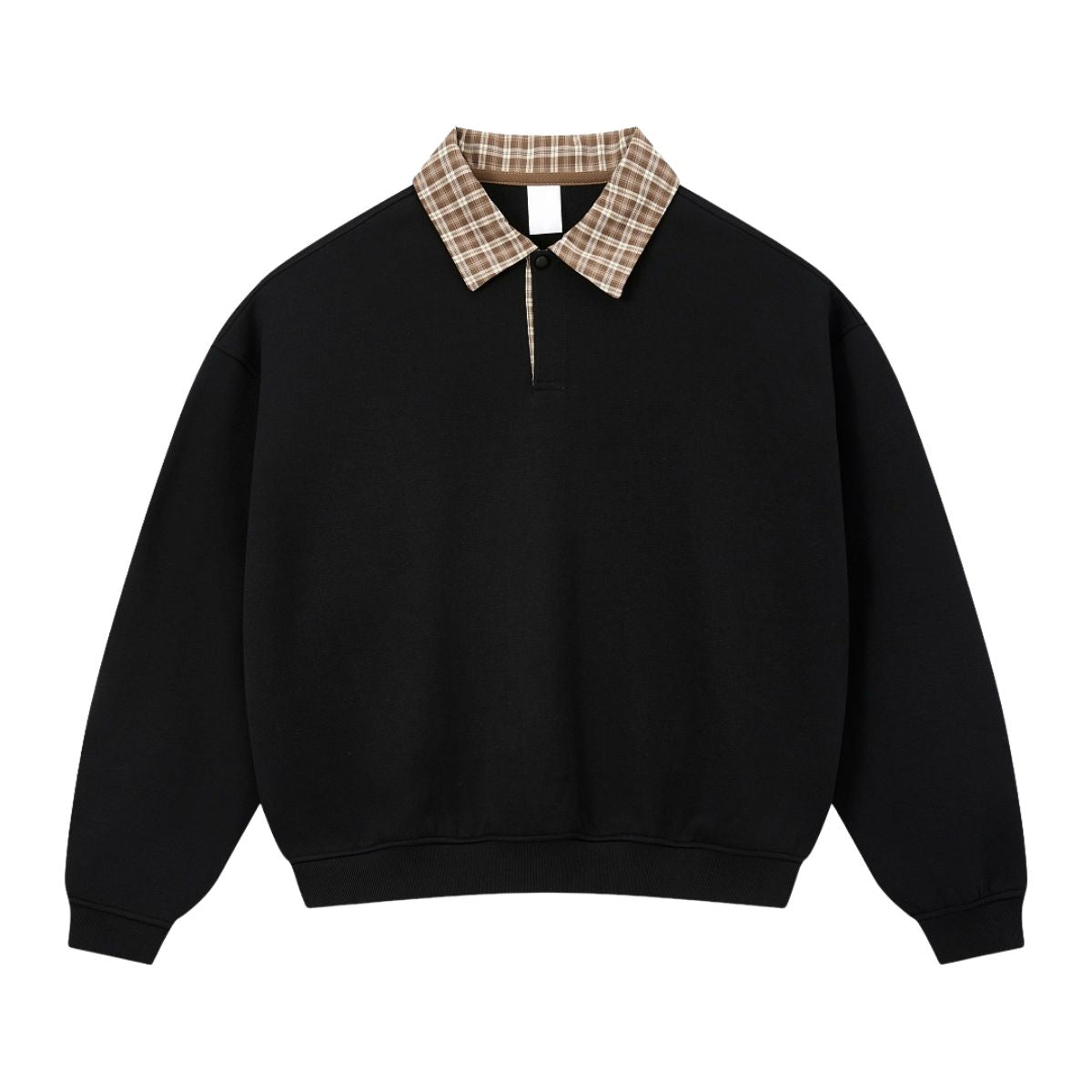Quiet Luxury Old Money Color‑Contrast Plaid Half‑Zip Polo Sweatshirt