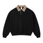 Quiet Luxury Old Money Color‑Contrast Plaid Half‑Zip Polo Sweatshirt