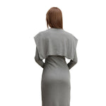 Front Tie Ribbed Knit Shoulder Wrap