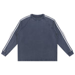 Contrast-Strap Sleeves Cotton Sweatshirt