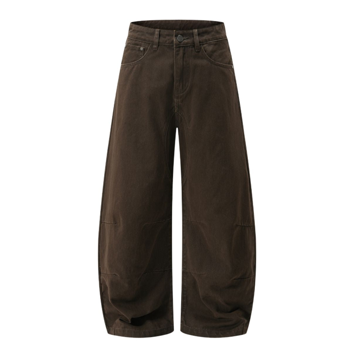 Vintage Washed Curved‑Seam Baggy Wide‑Leg Trousers