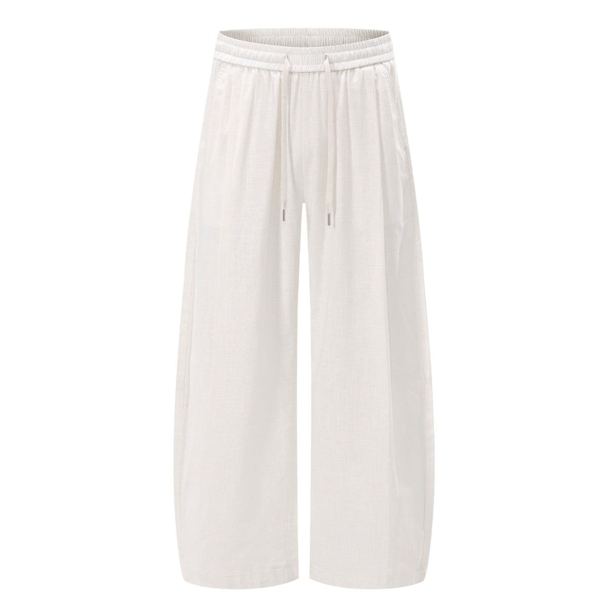 Solid Tint Linen-Blend Barrel Pants