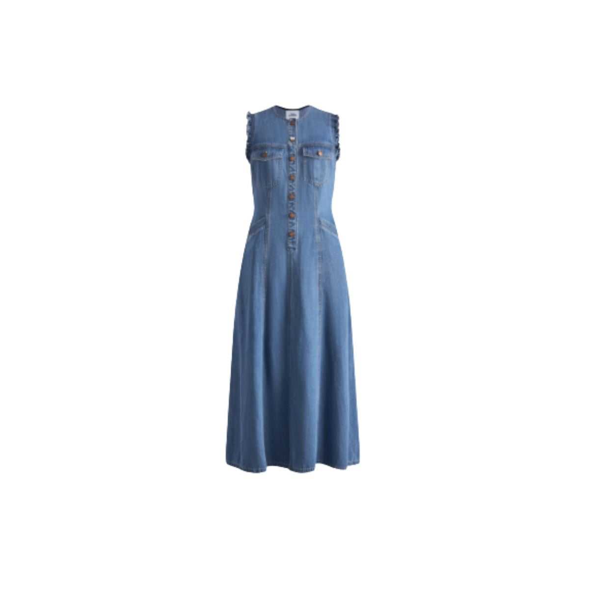 Relaxed Fit Sleeveless Denim Midi Dress