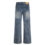 Men's Mid-Rise Straight-Leg Washed Denim Pants â€?Vintage Casual