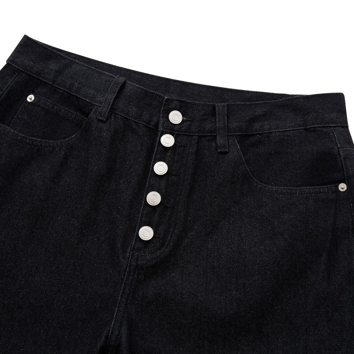 Vintage Multi‑Button Fly Wide‑Leg Straight‑Leg Jeans