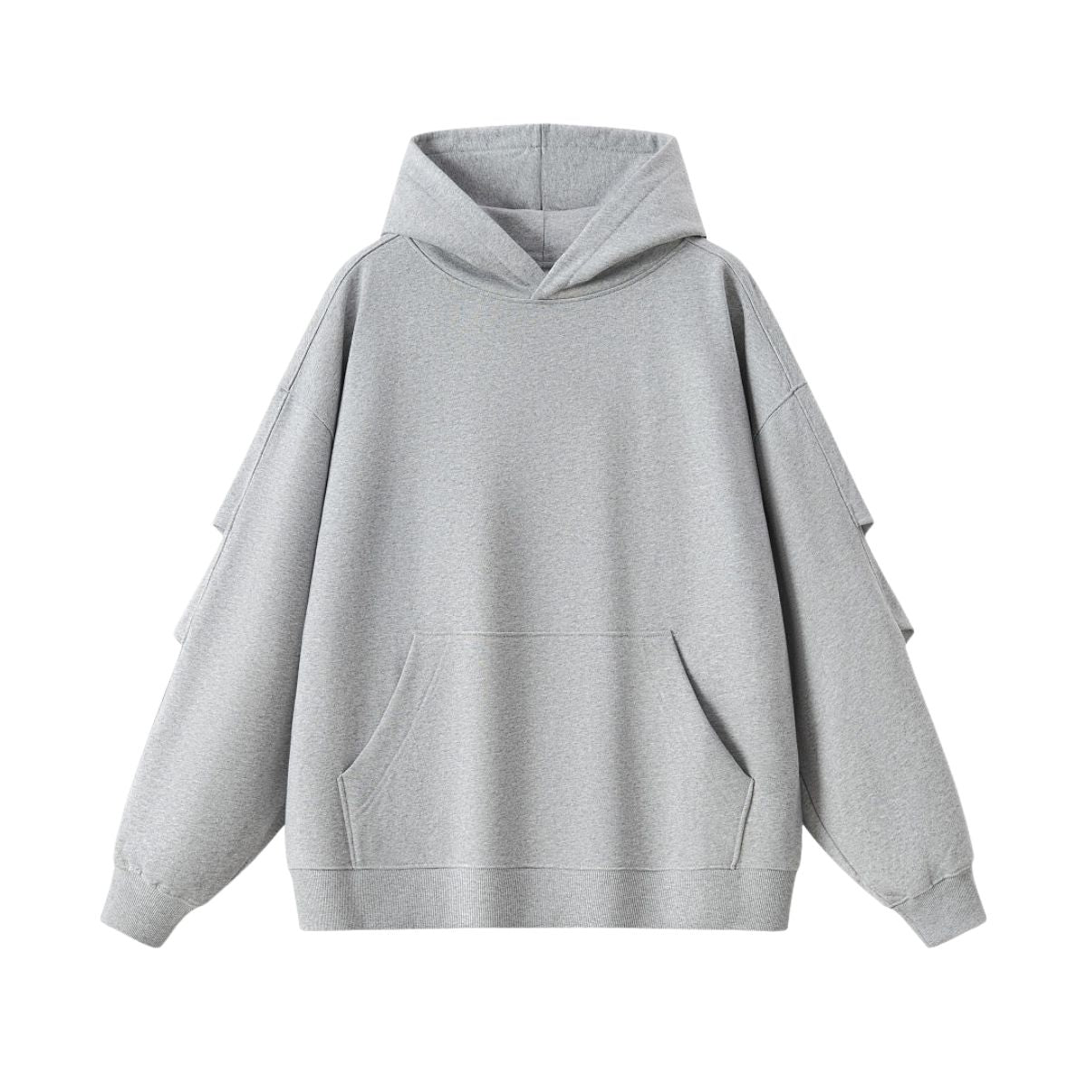 Hooded Terry Sweatshirt With Stacked Ruched Cuffs