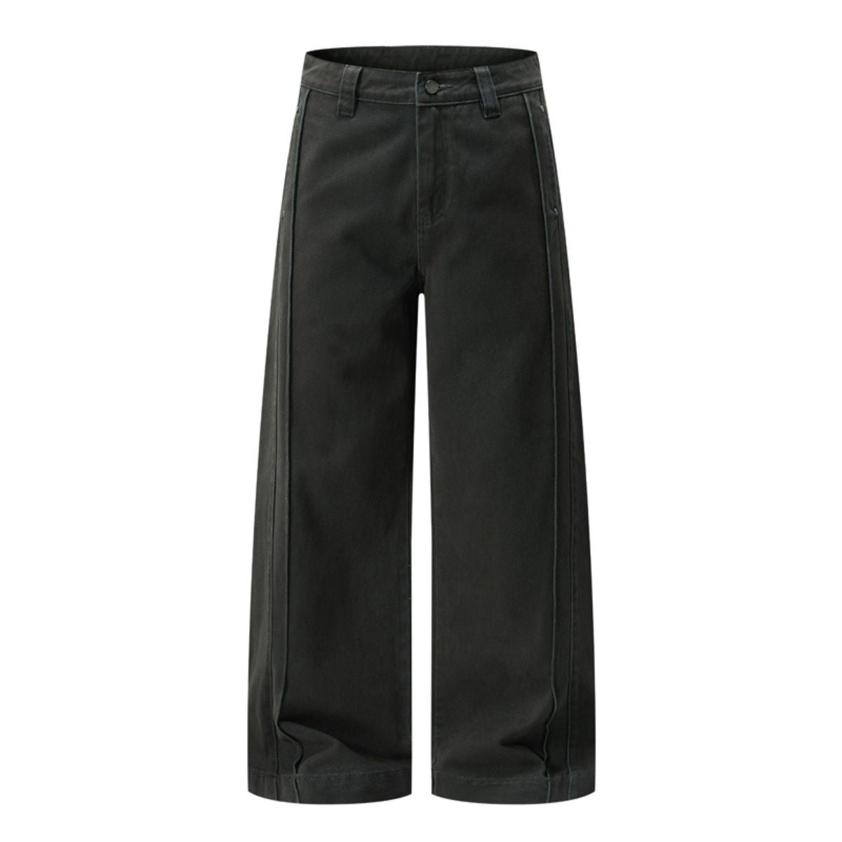 Seam‑Detail Wide‑Leg Twill Pants