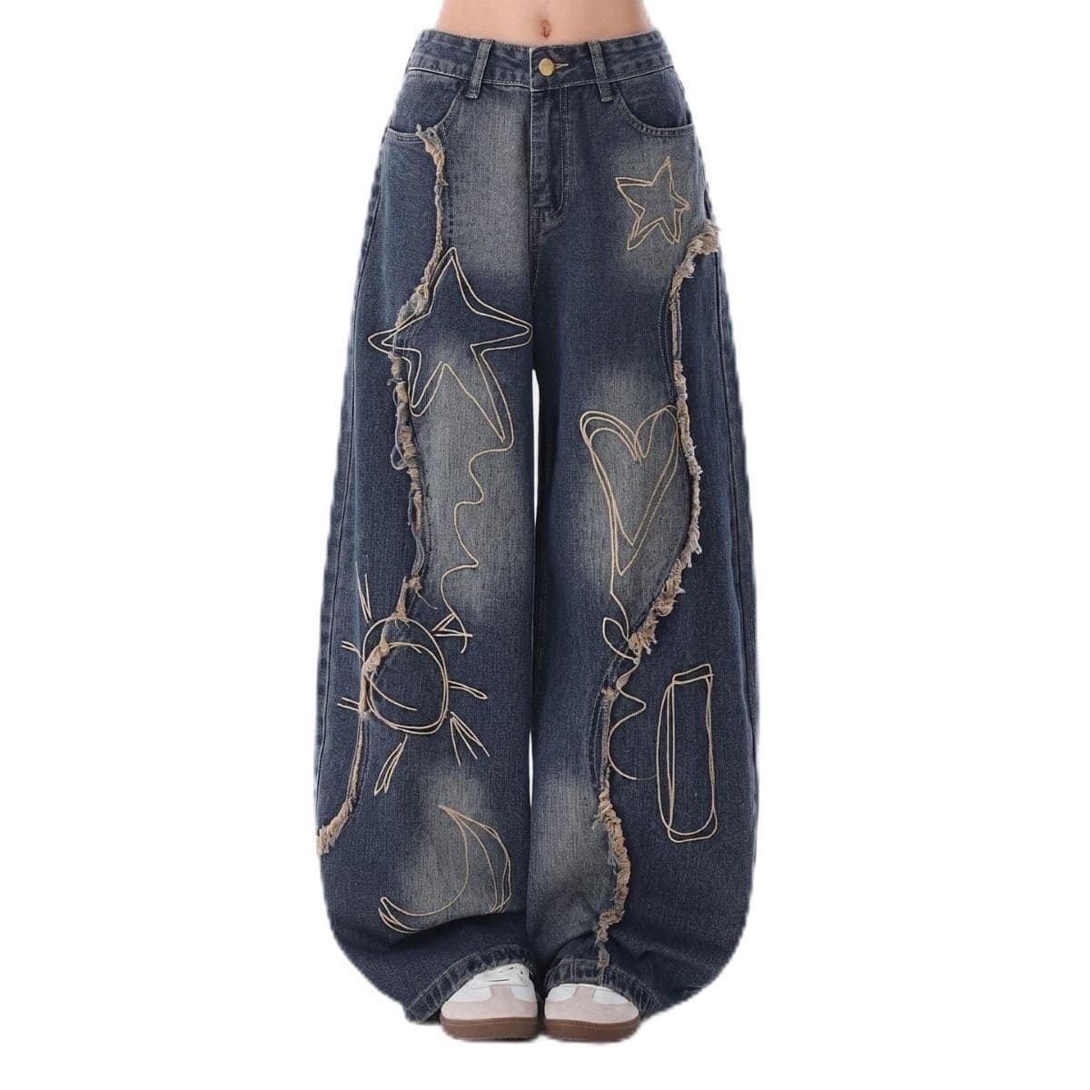 Women's Y2K Style Loose Fit Denim Long Pants