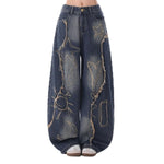 Women's Y2K Style Loose Fit Denim Long Pants