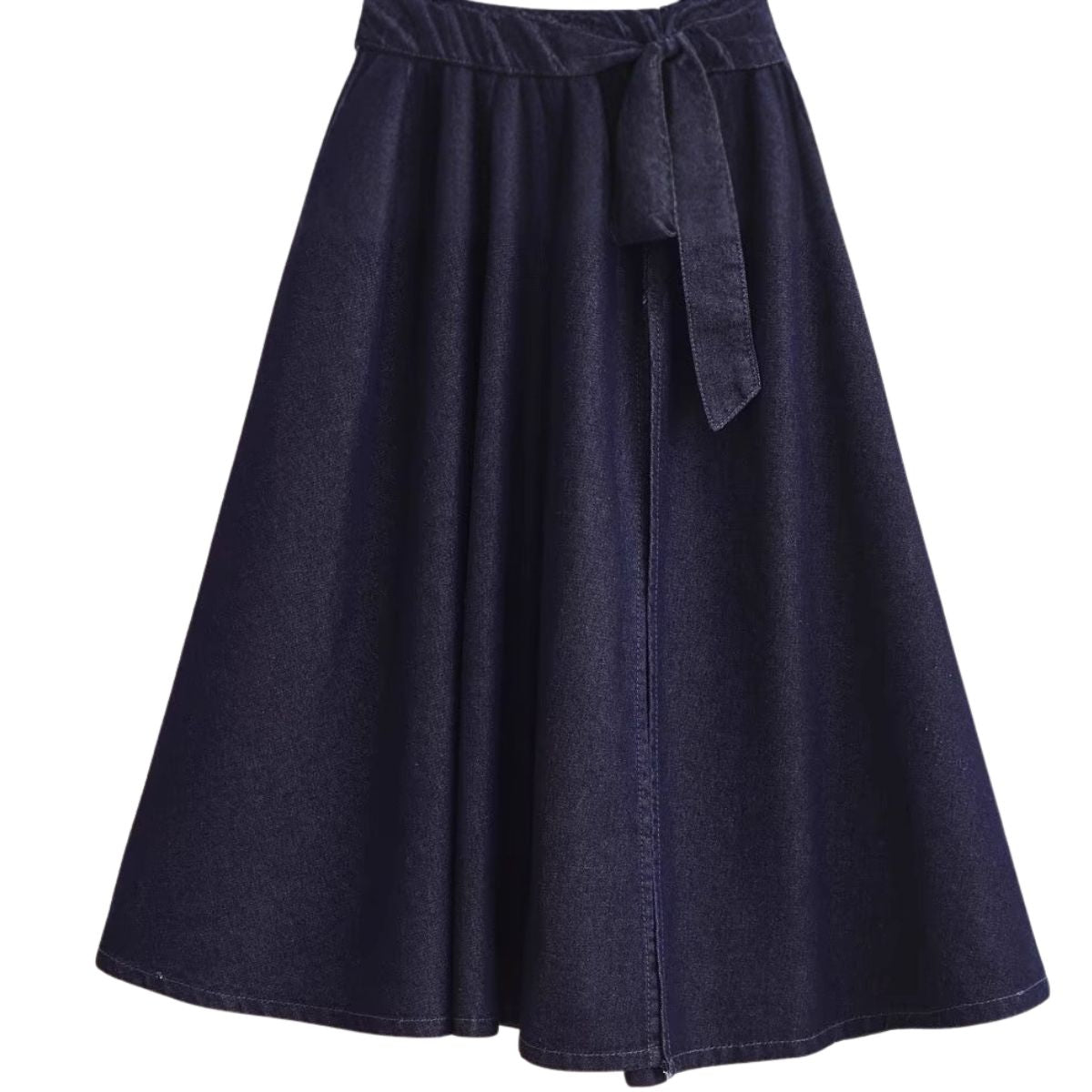 Falda vaquera con bordado de perlas y lavado vintage