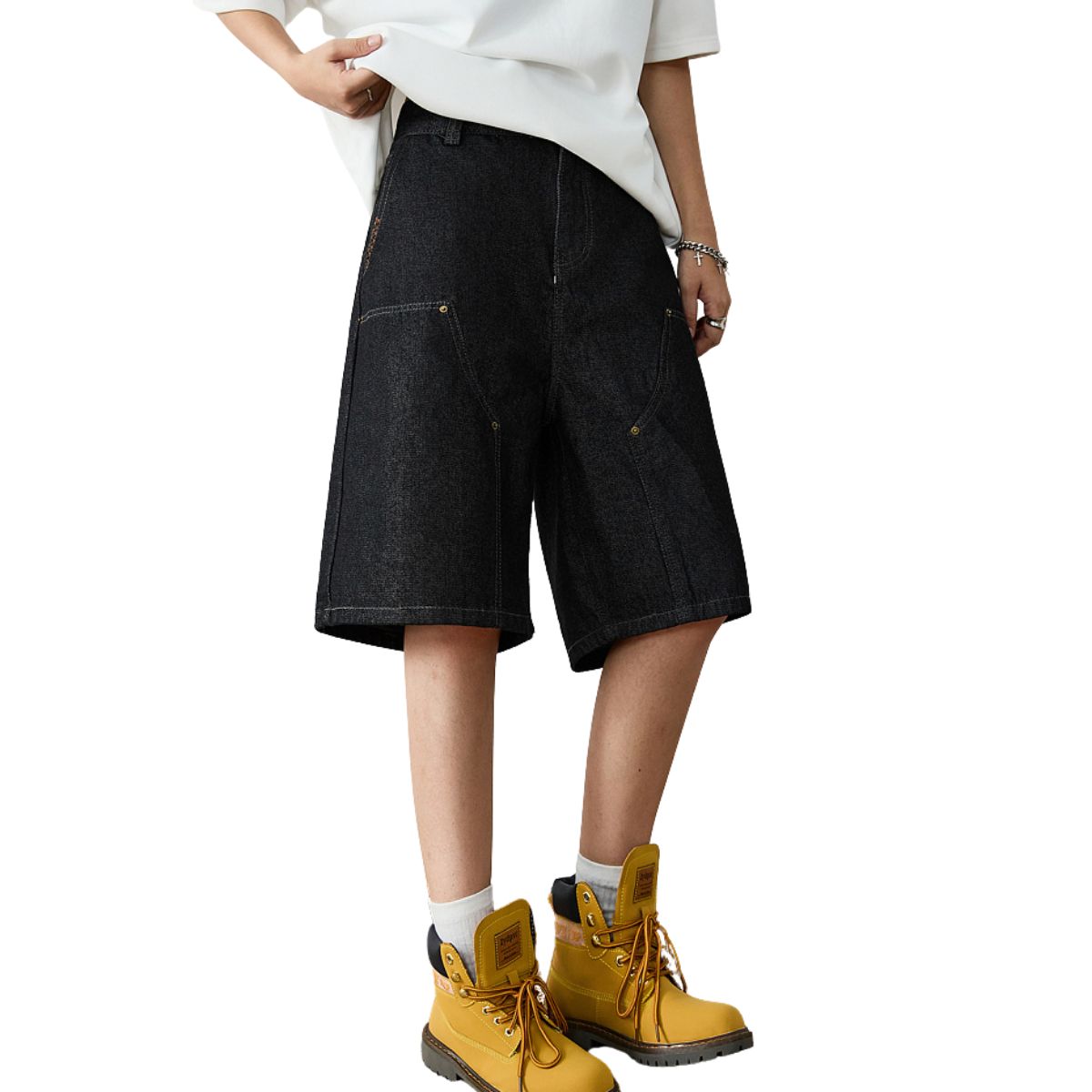 Bermudas con lavado vintage y salpicaduras de tinta