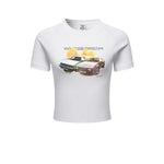 Retro Cars Graphic Crop Top-INNBLAC Fashion Apparel