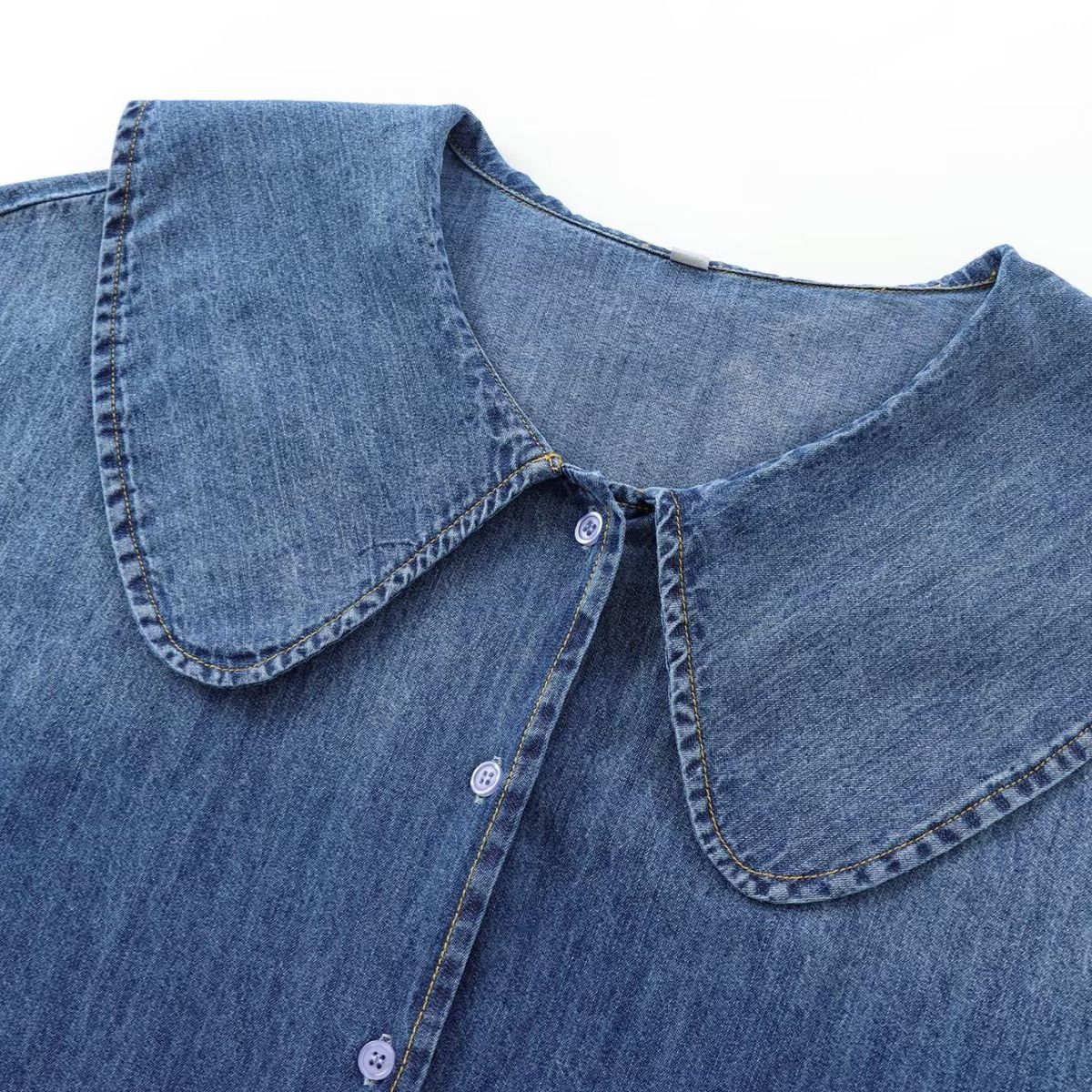 Women's Loose Casual Denim Shirt Peter Pan collar