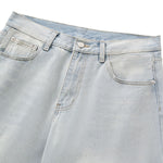 Vintage Washed Distressed Gradient Stripe Wide Leg Jeans