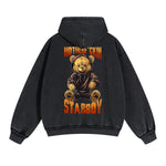 Starboy Bear Graphic Double Slider Zip Hoodie-INNBLAC Fashion Apparel