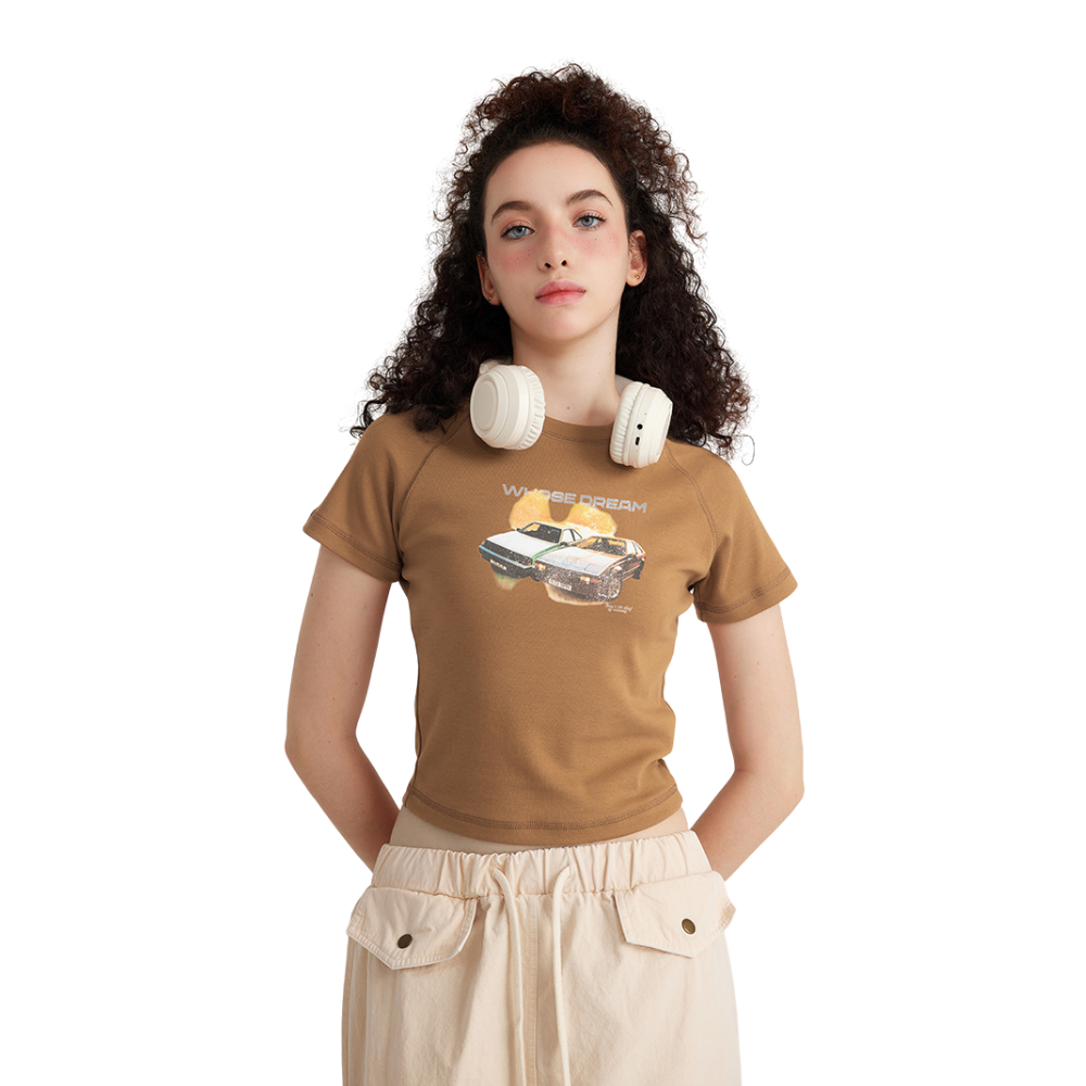 Retro Cars Graphic Crop Top-INNBLAC Fashion Apparel