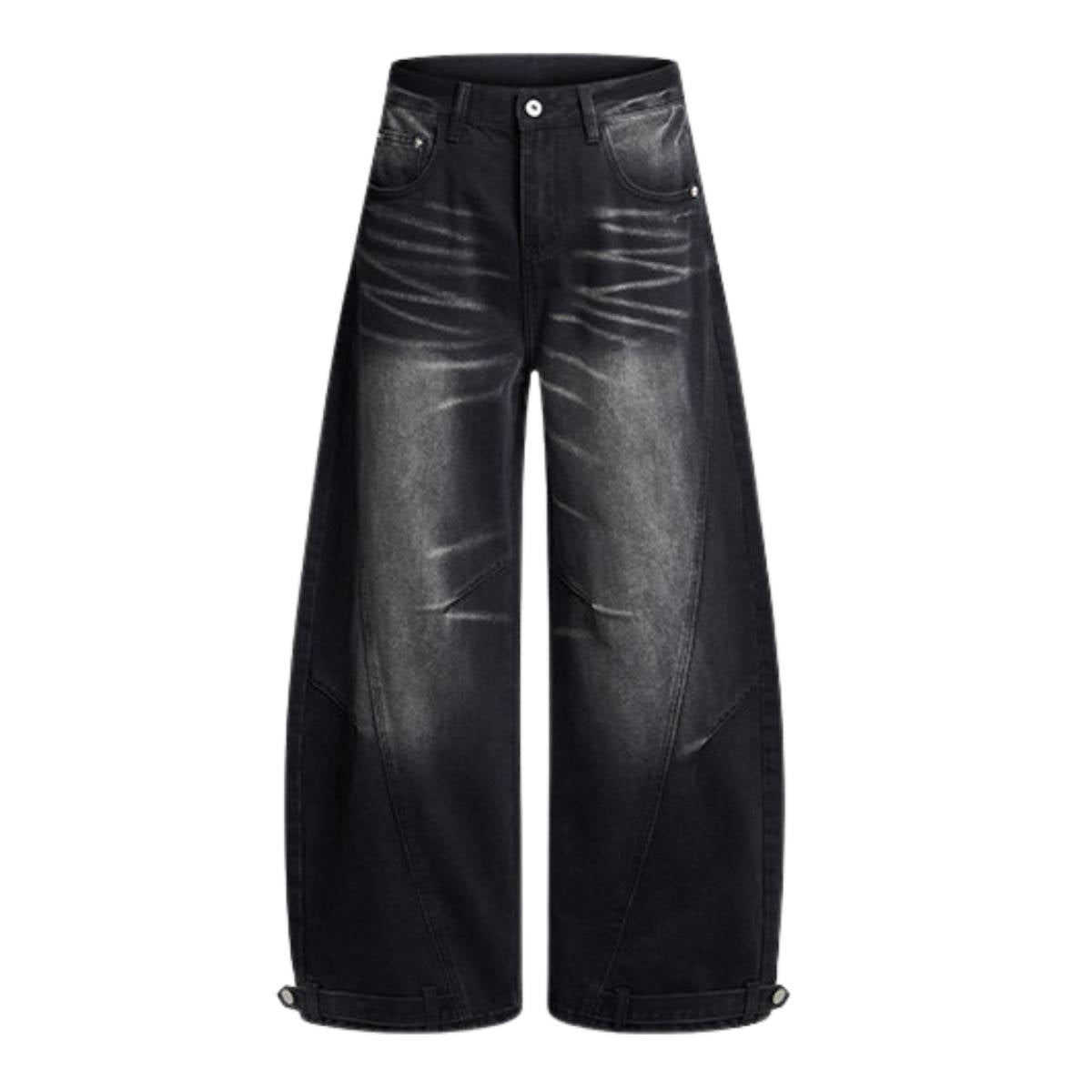 Gradient Washed Whiskered Relaxed Adjustable Hem Pants