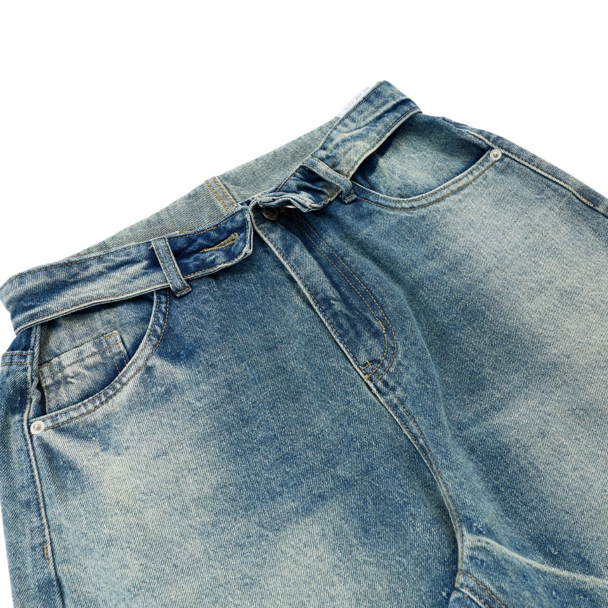Fold Waist Wide Leg Jeans