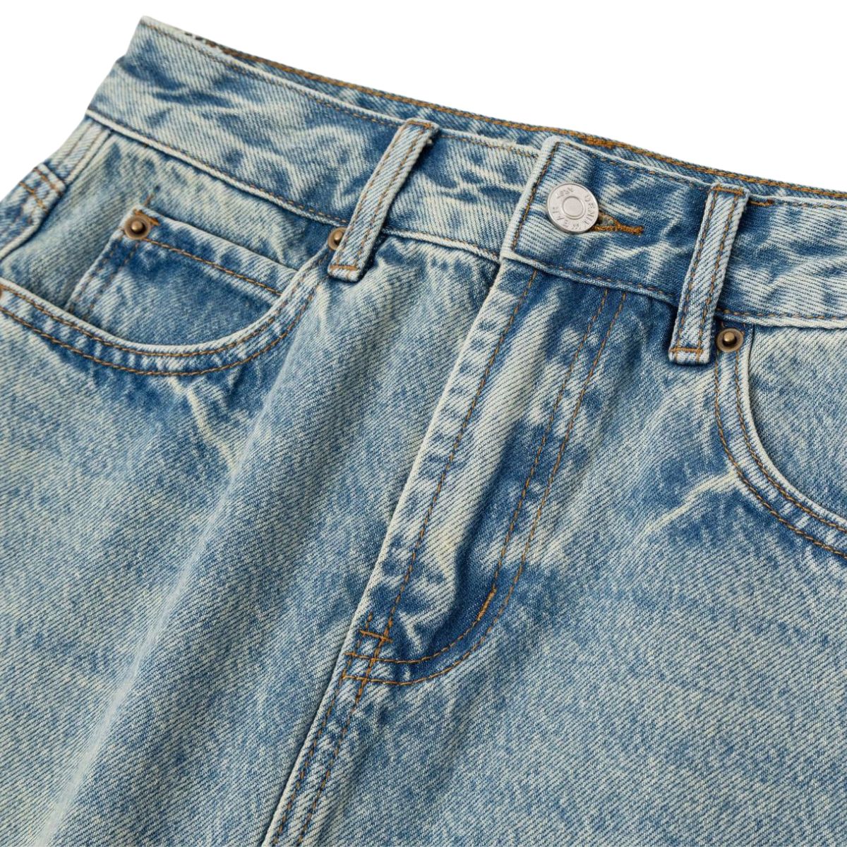 Women's Distressed Denim Midi Skirt