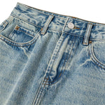 Women's Distressed Denim Midi Skirt