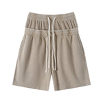 West Coast Waffle Double Waistband Snow Washed Distressed Shorts