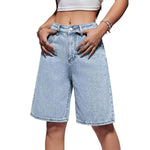 Women's Low Rise Long Bermuda Denim Shorts