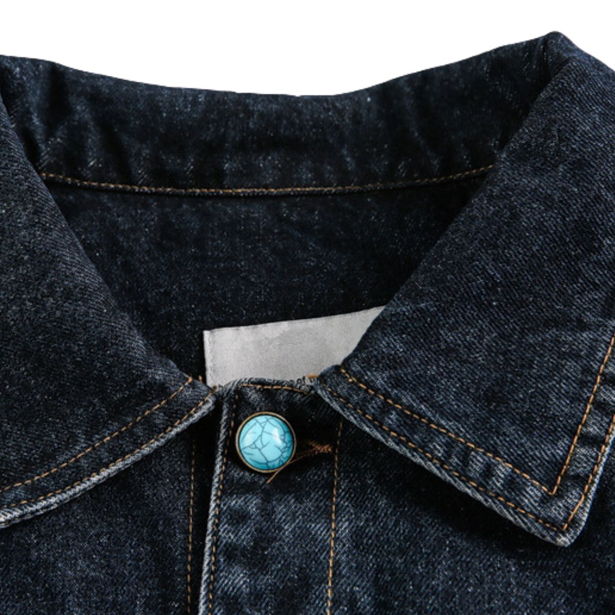 Original Sapphire Turquoise Button Retro Street Loose Washed Distressed Denim Jacket