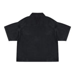 Vintage Washed Denim Zip Polo Shirt