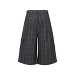 Plaid Multi-Pocket Cropped Cargo Shorts