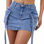 Women's Stretchy Cargo Denim Skort