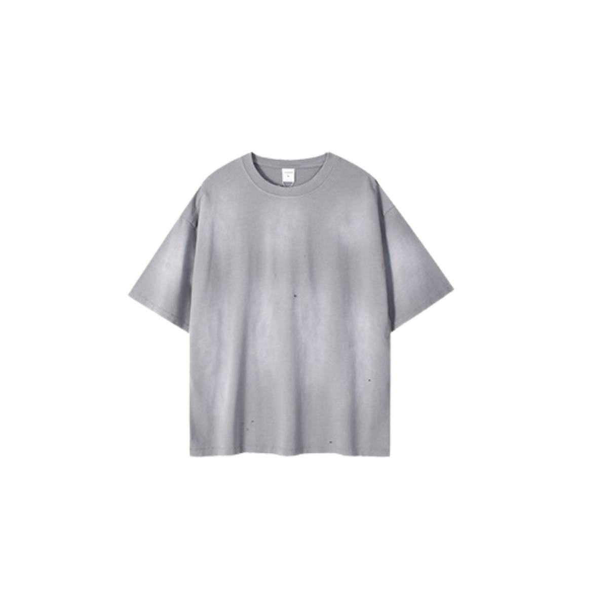 Camiseta destructiva de peso pesado con borde crudo de 10 oz