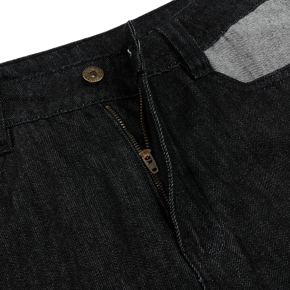 Washed Color‑Block Patchwork Jeans