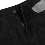 Washed Color‑Block Patchwork Jeans