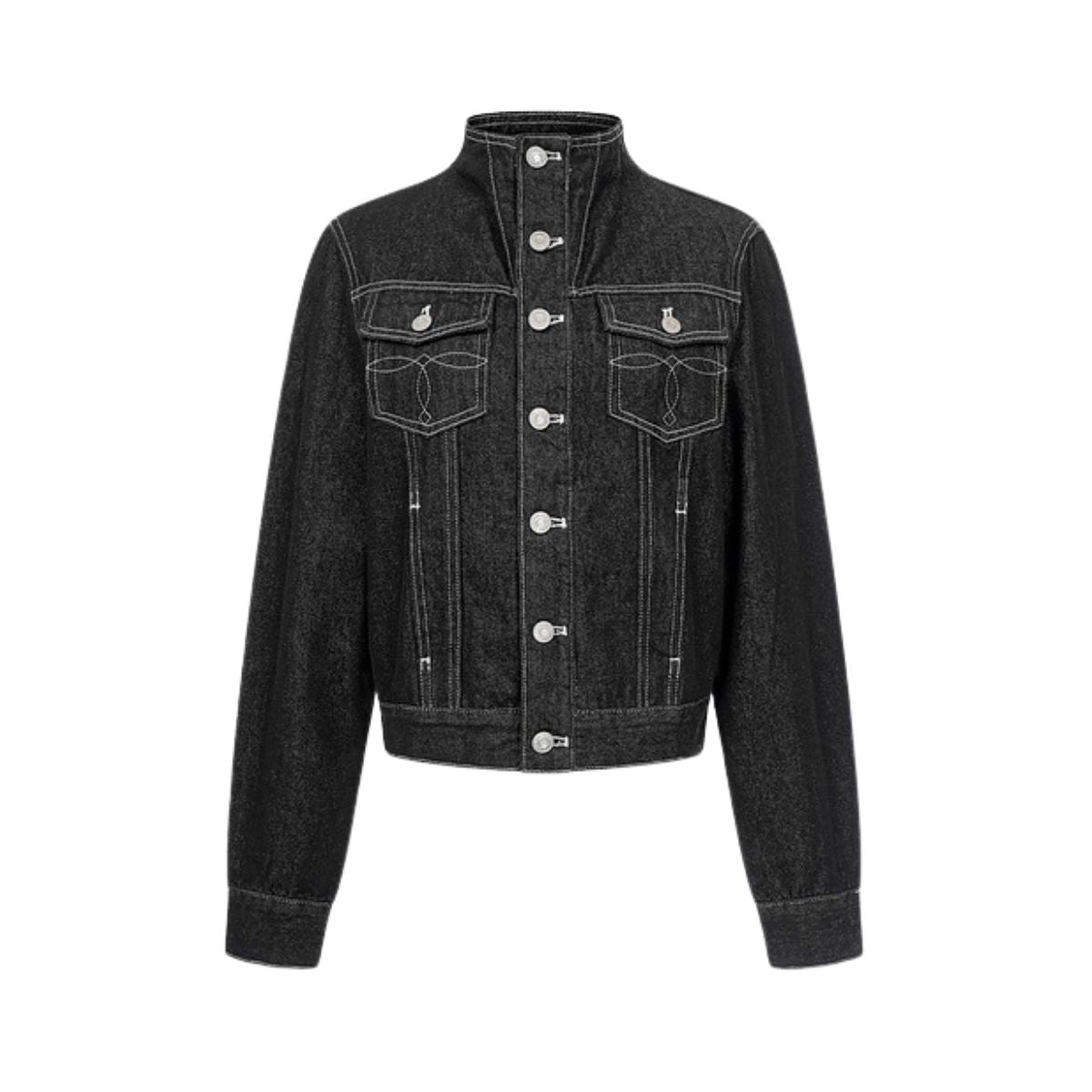 Unisex Textured Silhouette Slim Fit Workwear Denim Jacket