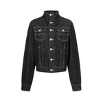 Unisex Textured Silhouette Slim Fit Workwear Denim Jacket