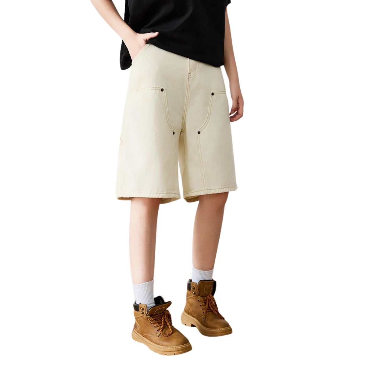 Bermudas con lavado vintage y salpicaduras de tinta