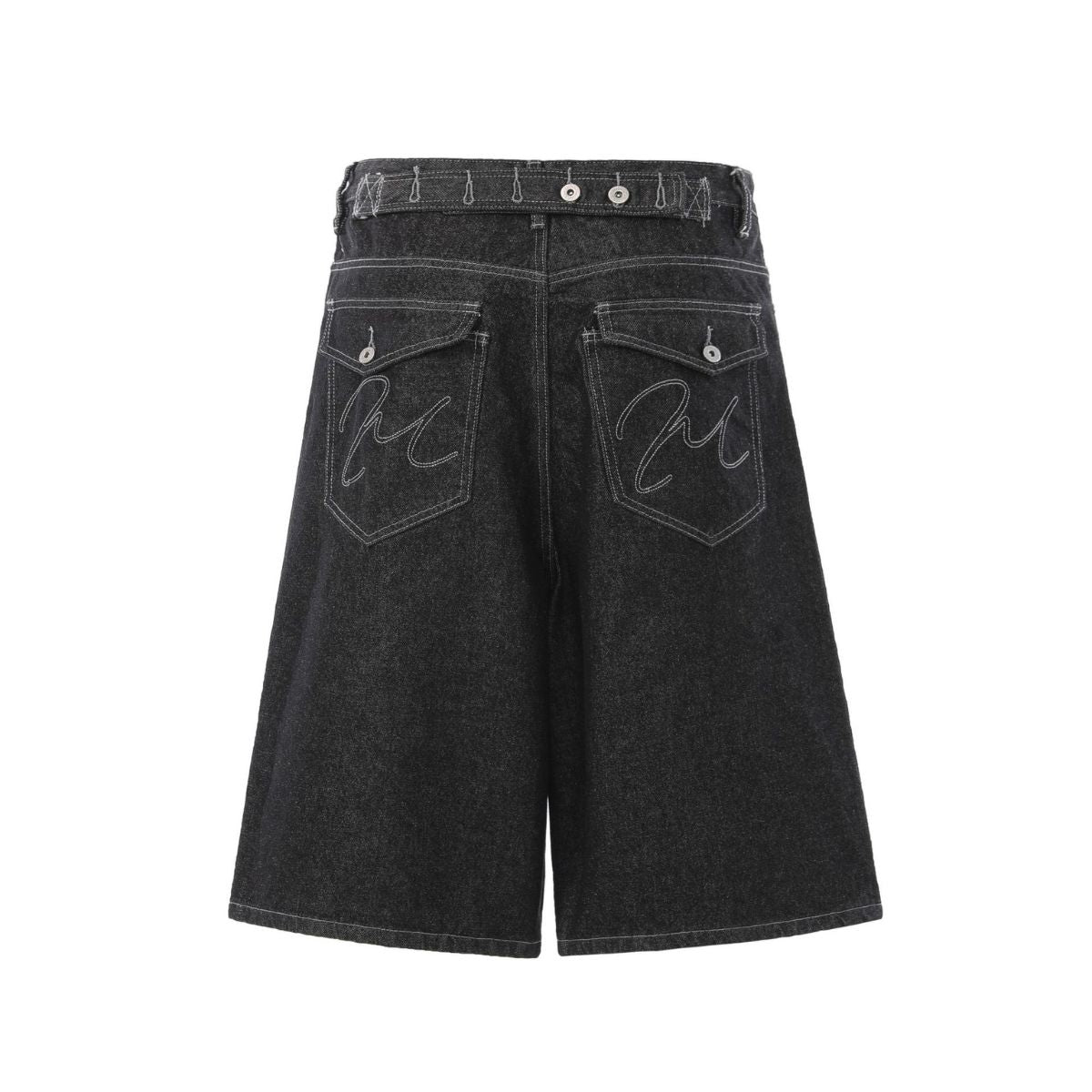Raw Black Contrast Pocket Denim Bermuda Shorts