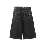 Raw Black Contrast Pocket Denim Bermuda Shorts