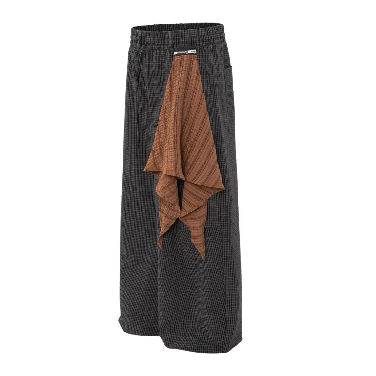 Striped Check Patchwork Relaxed Wide-Leg Lounge Pants