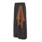 Striped Check Patchwork Relaxed Wide-Leg Lounge Pants