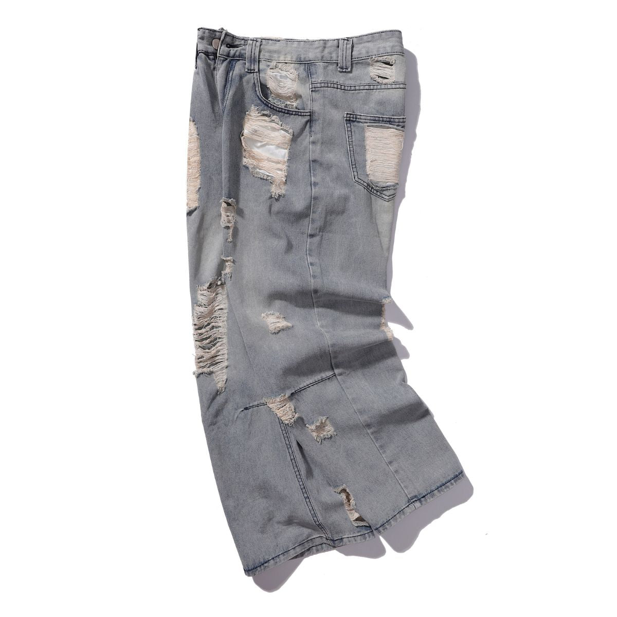 Heavily Distressed Vintage Wash Baggy Jeans