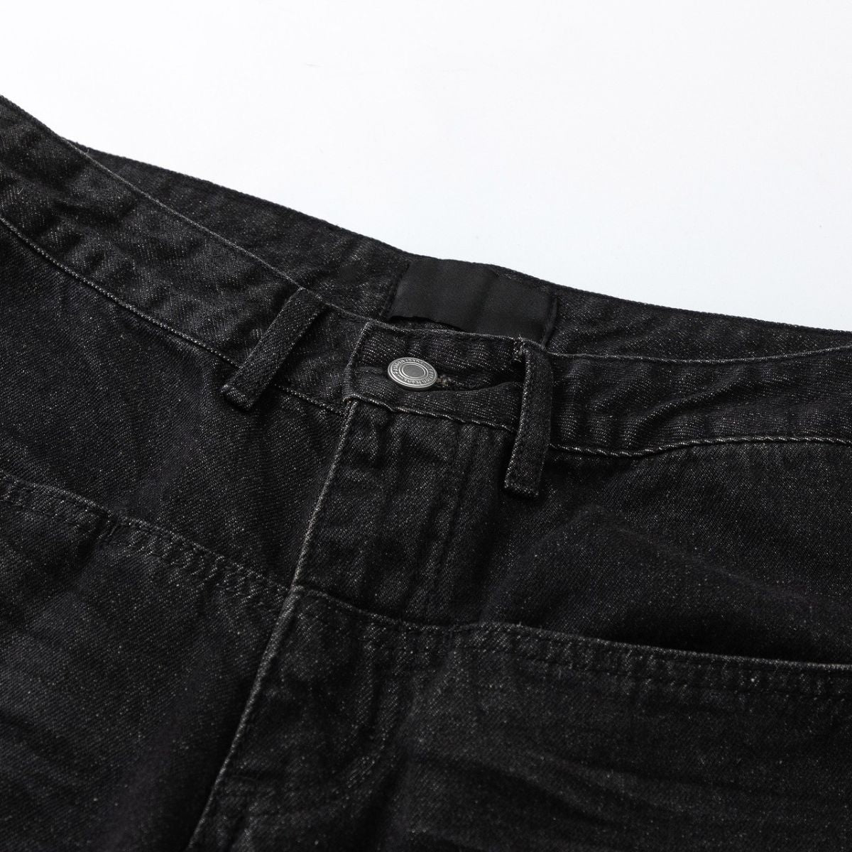 Vintage Washed Black Whiskered Wide Leg Jeans