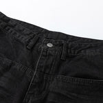 Vintage Washed Black Whiskered Wide Leg Jeans