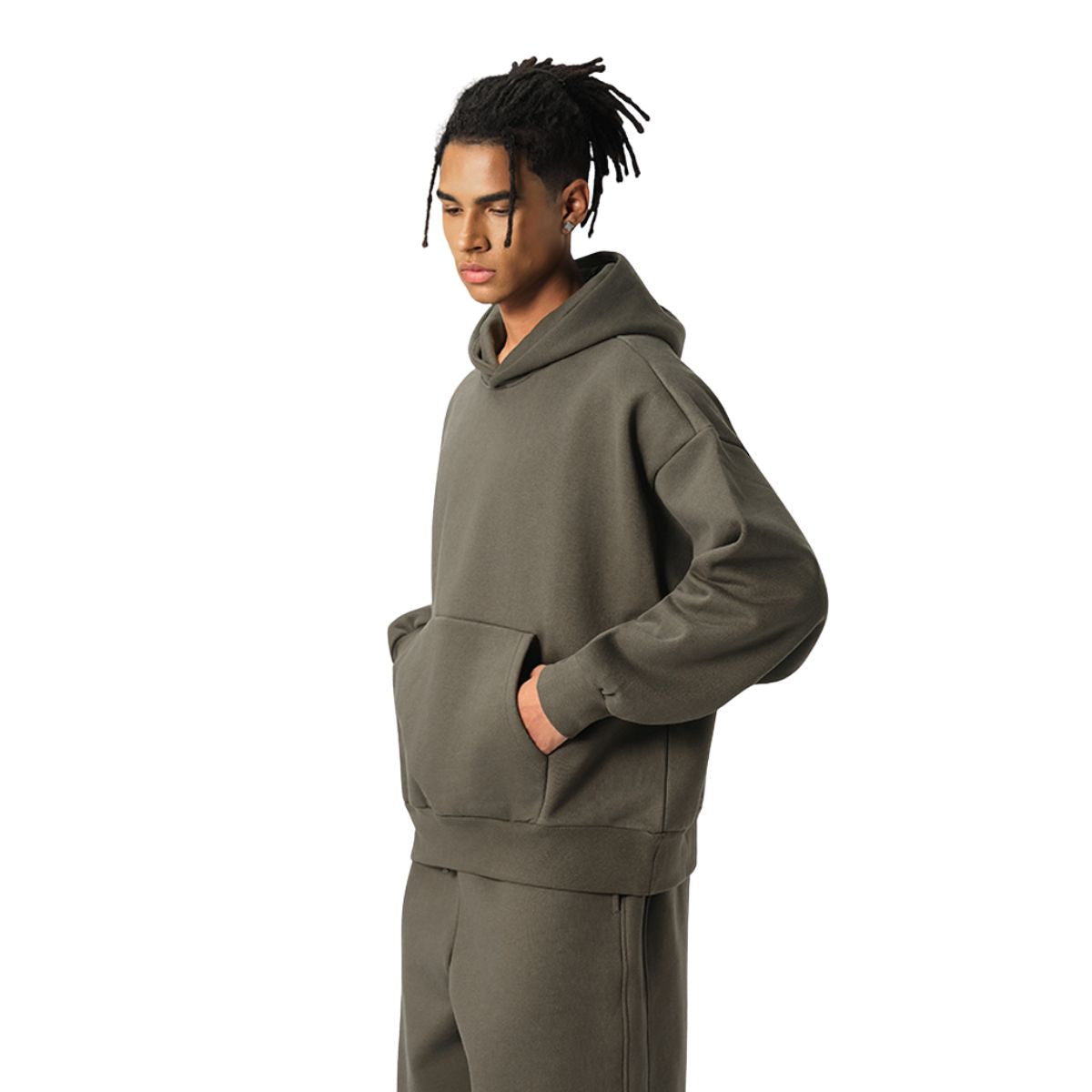 Solid Color Baggy Fleece Hoodie
