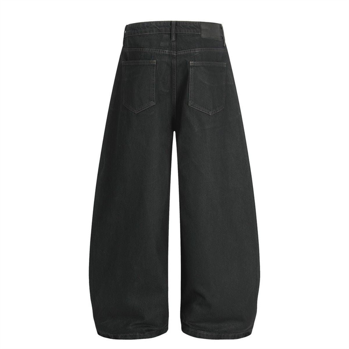 Men's Distressed Washed Denim Curved Pants Loose Wide Leg Street