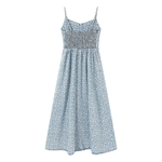 Floral Print Denim Spaghetti-Strap Dress