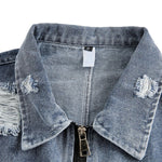Vintage Distressed Patchwork Denim Jacket