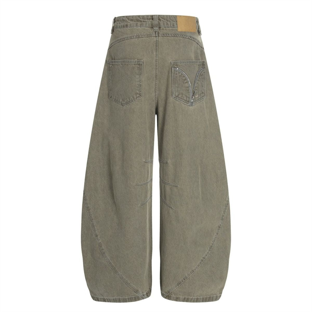 Men's American Street Curved Pants Washed Distressed Loose Wide Leg